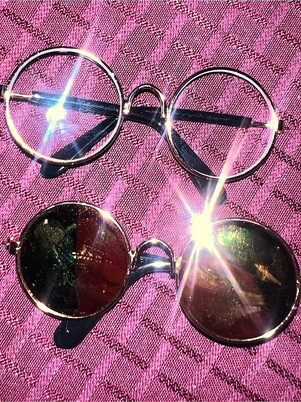 Round Black & Gold Sunglasses 😎 for small dog 🐕